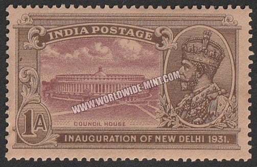 1931 BRITISH INDIA - 1a Mauve & Chocolate - King George V, Inauguration of New Delhi - Council House Multi Star W/M MNH S.G:228