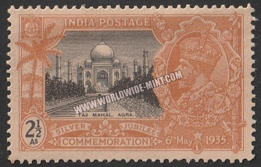 1935 BRITISH INDIA - 2 1/2 a Black & Orange - King George V, Silver Jubilee - Taj Mahal, Agra Multi Star W/M MNH S.G:244