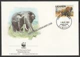 1991 Uganda WWF World wide Fund For Nature African Elephant Set of 4 FDC #FE253