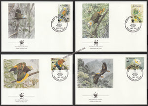 1989 St. Vincent WWF World wide Fund For Nature Parrot Set of 4 FDC #FE255