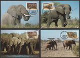 1991 Uganda African Elephant Set of 4 WWF Official Maxim card #FE263