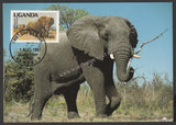 1991 Uganda African Elephant Set of 4 WWF Official Maxim card #FE263
