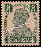 1940 - 1943 BRITISH INDIA - 9p Green - King George VI, War Economy Issues Multi Star W/M MNH S.G:267