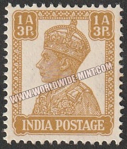 1940 - 1943 BRITISH INDIA - 1a 3p Yellow - Brown - King George VI, War Economy Issues Multi Star W/M MNH S.G:269
