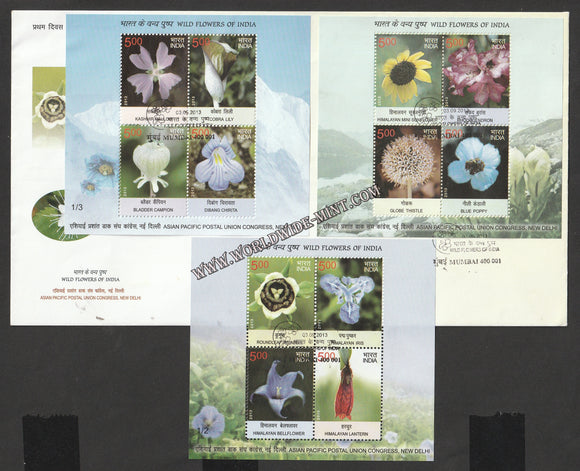 2013 INDIA Wild Flowers - Miniature Sheet FDC