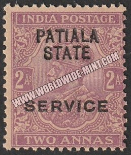 1913-26 Patiala K.G. V - Purple 2a SG: 039, £ 1.75 MNH