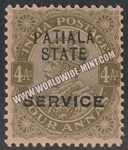 1913-26 Patiala K.G. V - Olive 4a SG: 040, £ 0.50 MNH