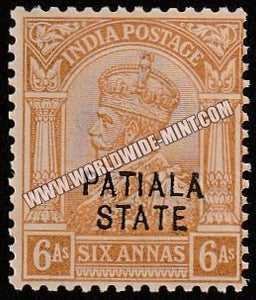 1921 Patiala K.G. V - Brown -ochre 6a SG: 55a, £ 8.50 MNH