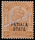 1921 Patiala K.G. V - Brown -ochre 6a SG: 55a, £ 8.50 MNH