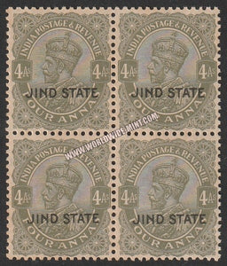 1928 Jind K.G. V  - Sage Green 4a SG: 94, £ 44.00 Block of 4 MNH