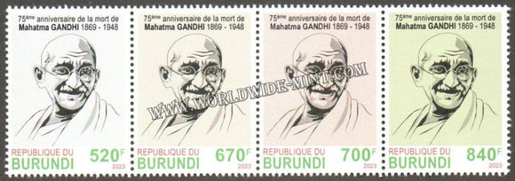2023 Burundi Gandhi Strip of 4 stamps #Gan479