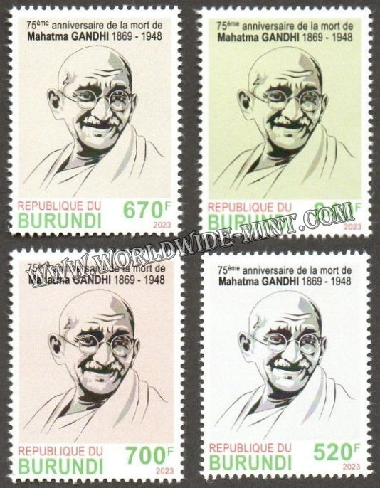 2023 Burundi Gandhi set of 4 stamps #Gan478