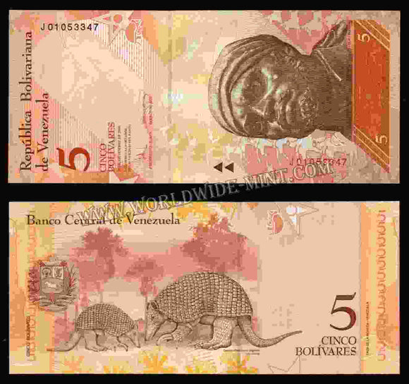 Venezuela 5 Bolívares 2008 UNC Currency Note N#203178