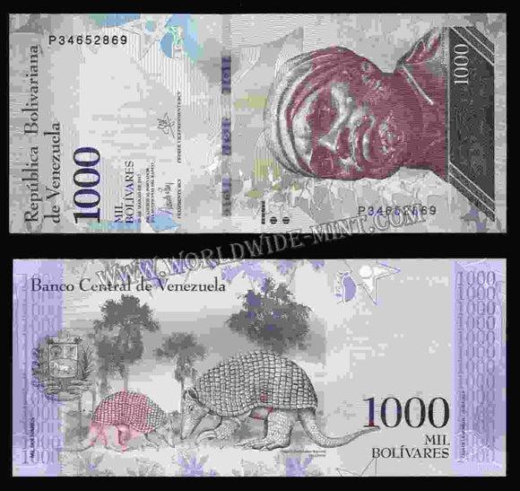 Venezuela 1000 Bolívares 2017 UNC Currency Note N#205358