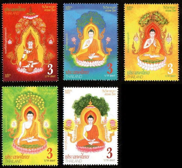 2023 Thailand Vesak Day (Buddha Purnima) - Buddha Set of 5 #TH-1248