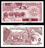 Somalia 5 Shillings 1987 UNC Banknote N#210261