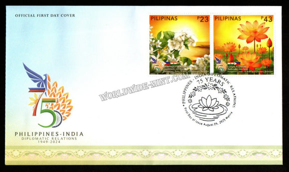 2025 Philippines INDIA 75th Anniversary Diplomatic Relations - Joint Issue Se-tenant Pair FDC