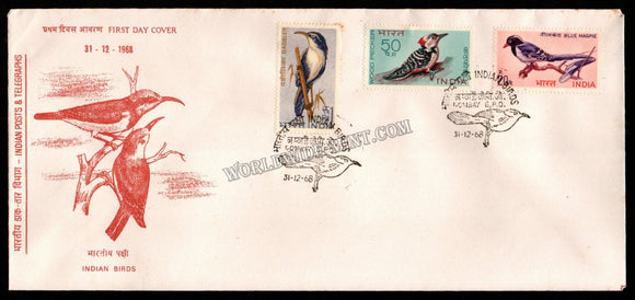 1968 Birds Series - 20np, 50p, 1 R - 3V  FDC