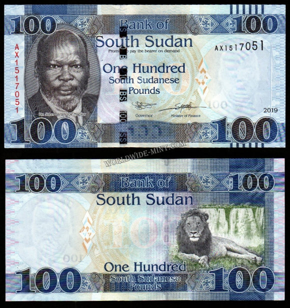South Sudan 100 2019 South Sudanese Pounds UNC Banknote N#202488