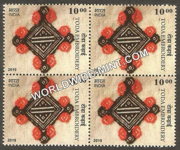 2019 Embroideries of India-Toda Embroidery Block of 4 MNH