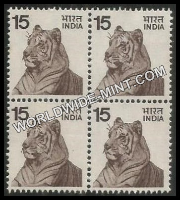 INDIA Tiger 5th Series (15) Definitive Block of 4 MNH