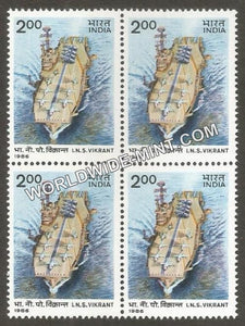 1986 I.N.S. Vikrant Block of 4 MNH