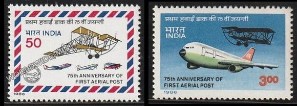 1986 75th Anniversary of First Aerial Post-set of 2 MNH