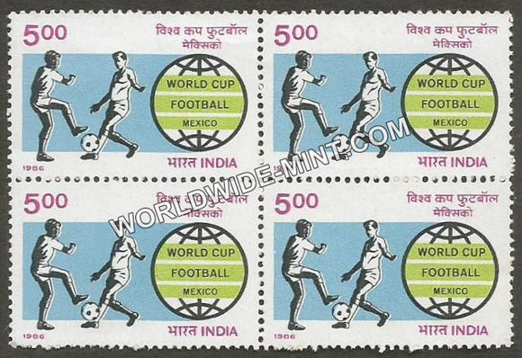 1986 World Cup Football Mexico Block of 4 MNH