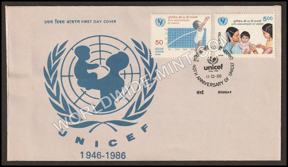 1986 40th Anniversary of UNICEF-2v Set FDC