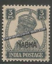 1941-1945 Nabha K.G. VI - 3p Slate SG: 105, £ 1.25 MNH
