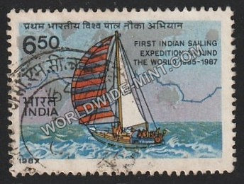 1987 First Indian Sailing Expedition Around the World 1985-87 Used Stamp