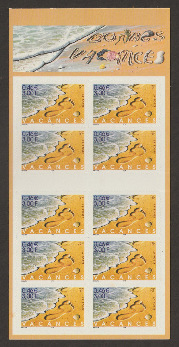 France 2001 Greeting Stamp Booklet -  Sea, Sand, Water #FR106b