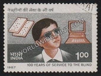1987 100 years of Service to the Blind - Blind Boy Used Stamp