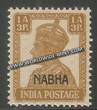 1941-1945 Nabha K.G. VI - 1a 3p Yellow Brown SG: 109, £ 1 MNH