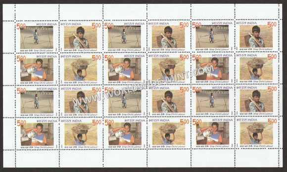 2006 INDIA Child Labour Setenant Full Sheet MNH