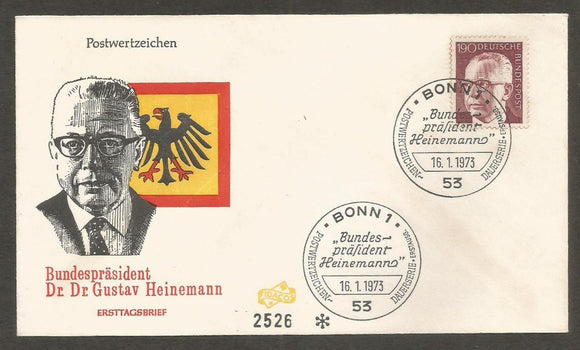 1973 Germany  Dr.Gustav Heinemann - Politician FDC #FC10