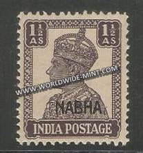 1941-1945 Nabha K.G. VI - 1 1/2 a Dull Violet Typo SG: 110a, £ 4 MNH
