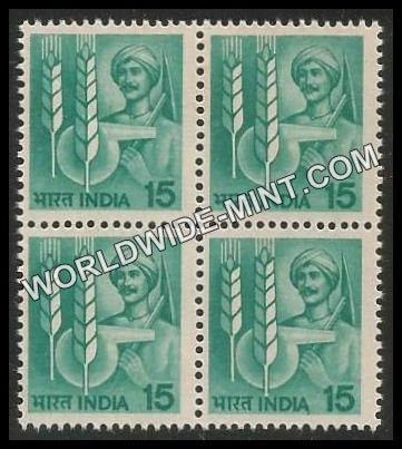 INDIA Technology in Agriculture star Watermark 6th Series (15) Definitive Block of 4 MNH