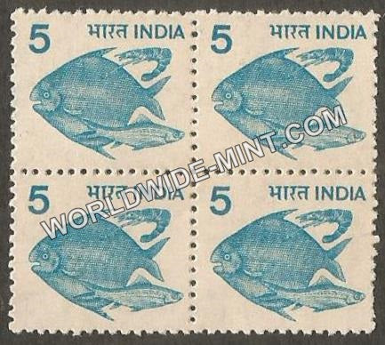 INDIA Pisciculture (Litho) 6th Series (5) Definitive Block of 4 MNH