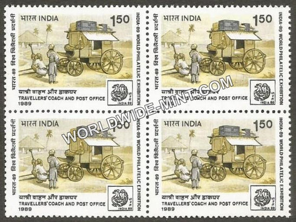 1989 India 89-Traveller's coach Post Office Block of 4 MNH