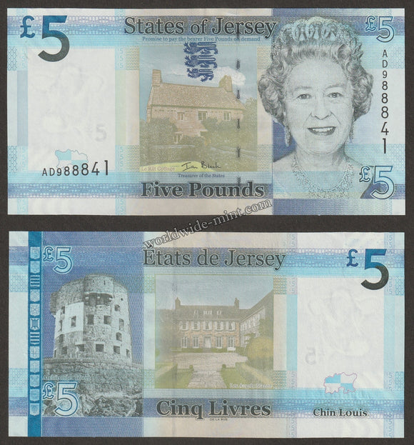 JERSEY 2010 - 5 POUNDS UNC CURRENCY NOTE