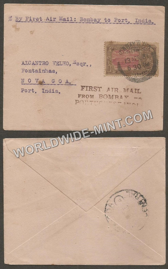 1931 Bombay - Portuguese India First Flight Cover #FFCC12