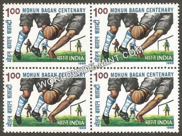 1989 Mohun Bagan Centenary Block of 4 MNH