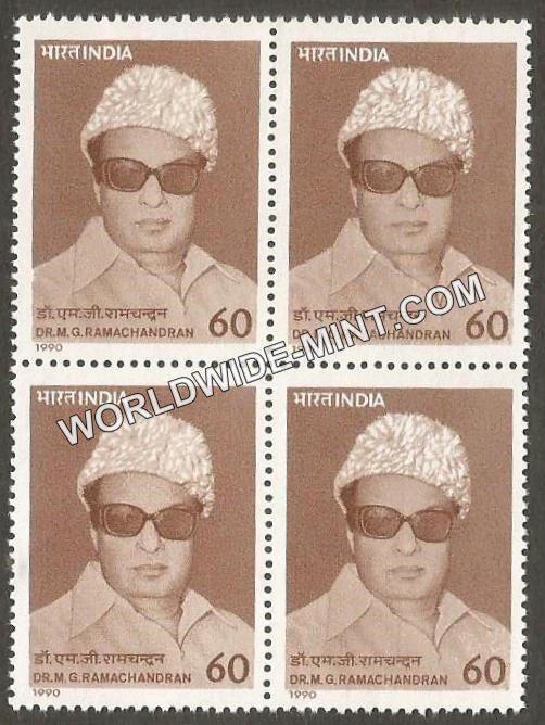 1990 Dr. M.G. Ramachandran Block of 4 MNH