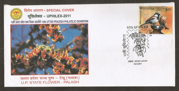 UPHILEX 2011 - U.P. State Flower-Palash  Special Cover #UP13