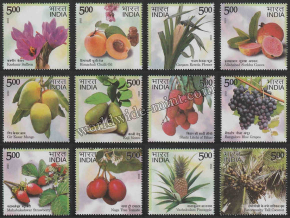 2023 INDIA Geographical Indications: Agricultural Goods - Set of 12 MNH