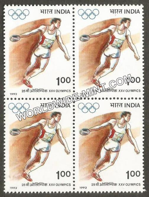 1992 XXV Olympics-Discus Throw Block of 4 MNH