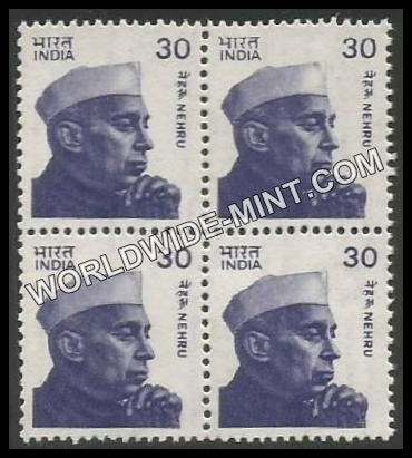 INDIA Nehru - Small Portrait  (30) Definitive Block of 4 MNH