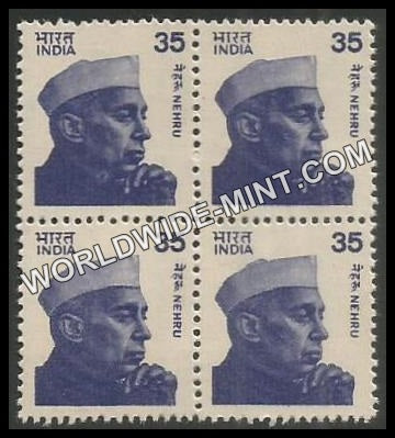 INDIA Nehru - Small Portrait  (35) Definitive Block of 4 MNH