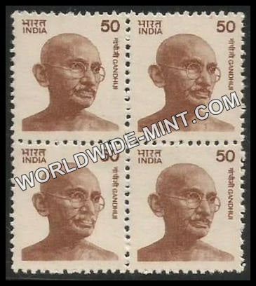 INDIA Gandhi - Small Portrait  (50) Definitive Block of 4 MNH